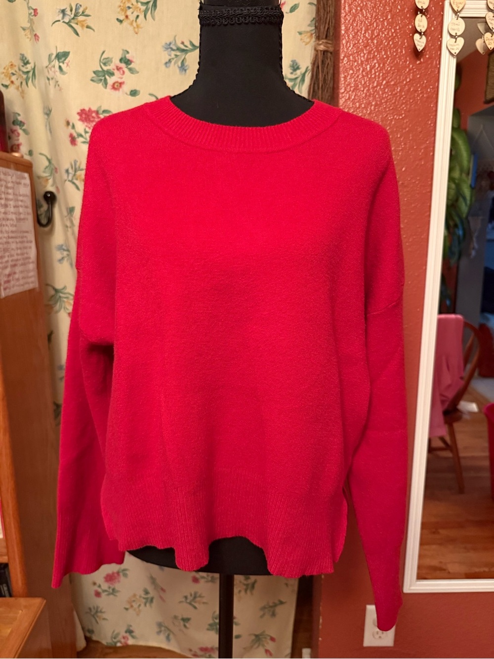 Women's Red Crewneck Sweater - Essential Everyday Knit